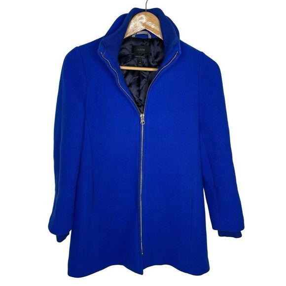 J Crew Stadium Lodge Italian Wool Pea Coat Cobalt Blue 2p H2770 Peacoat 2 petite - Picture 1 of 9